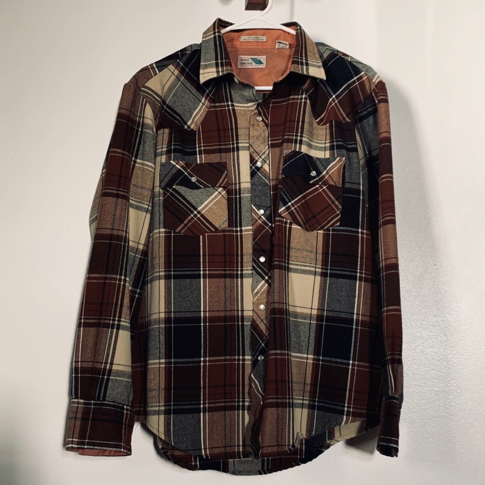 Vintage Pine Grove Earth Toned Flannel